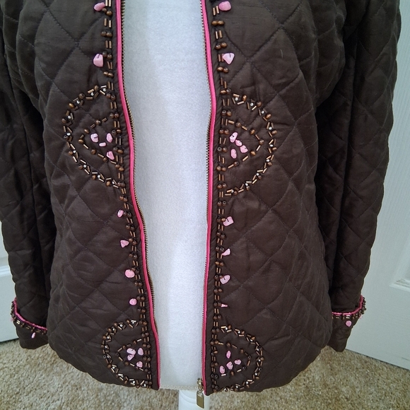 NWOT Silkland Quilted & Beaded Silk Jacket Size M - Picture 3 of 14